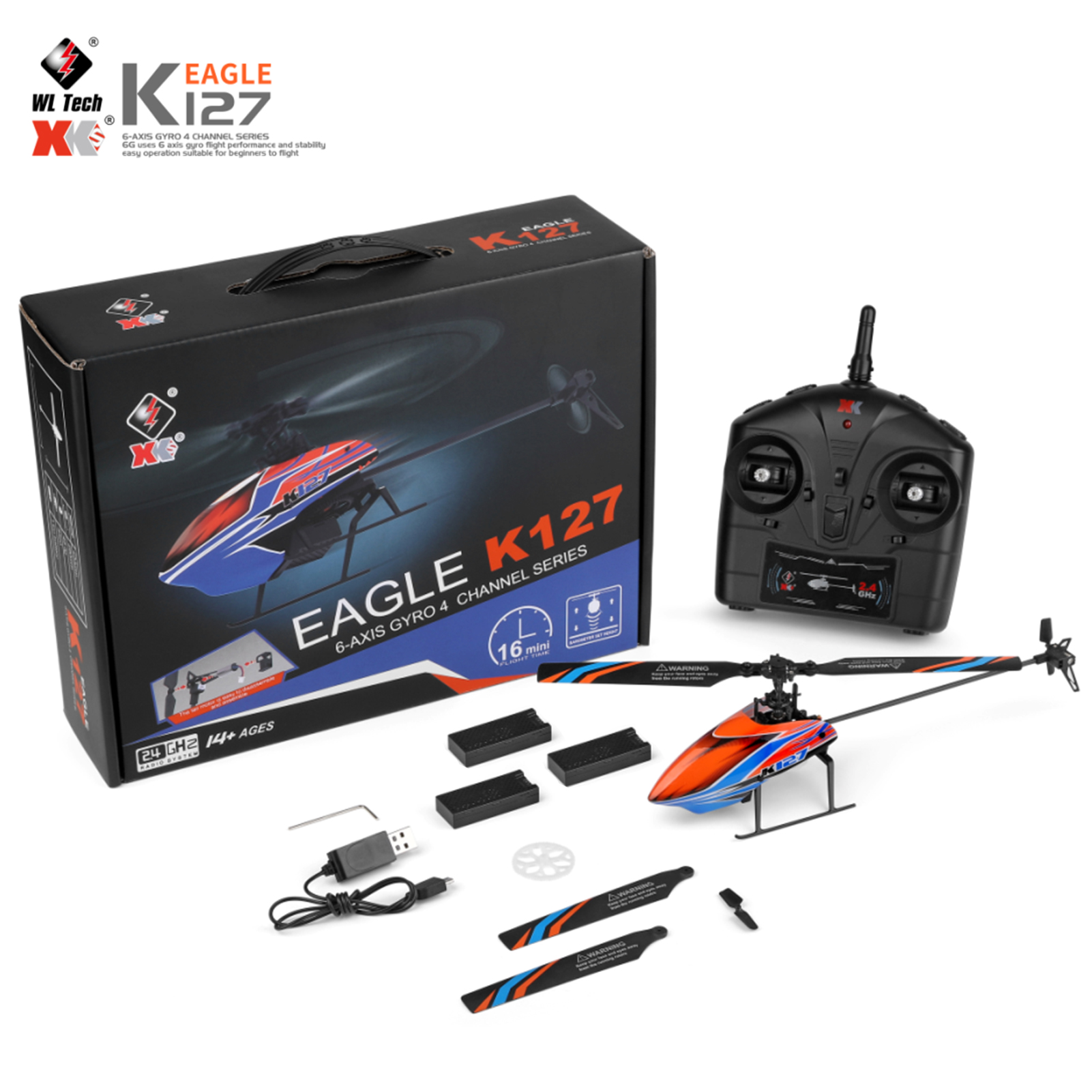 WLtoys XK K127 4CH 6-axis Gyro - Rc Helicopter Large ulasan dan harga